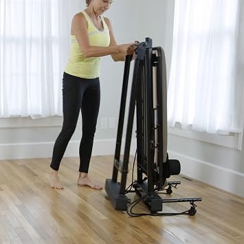 AeroPilates Reformer - Pilates Reformer Workout Machine for Home Gym - Cardio Fitness Rebounder- Up to 300 lbs Weight Capacity, Gray