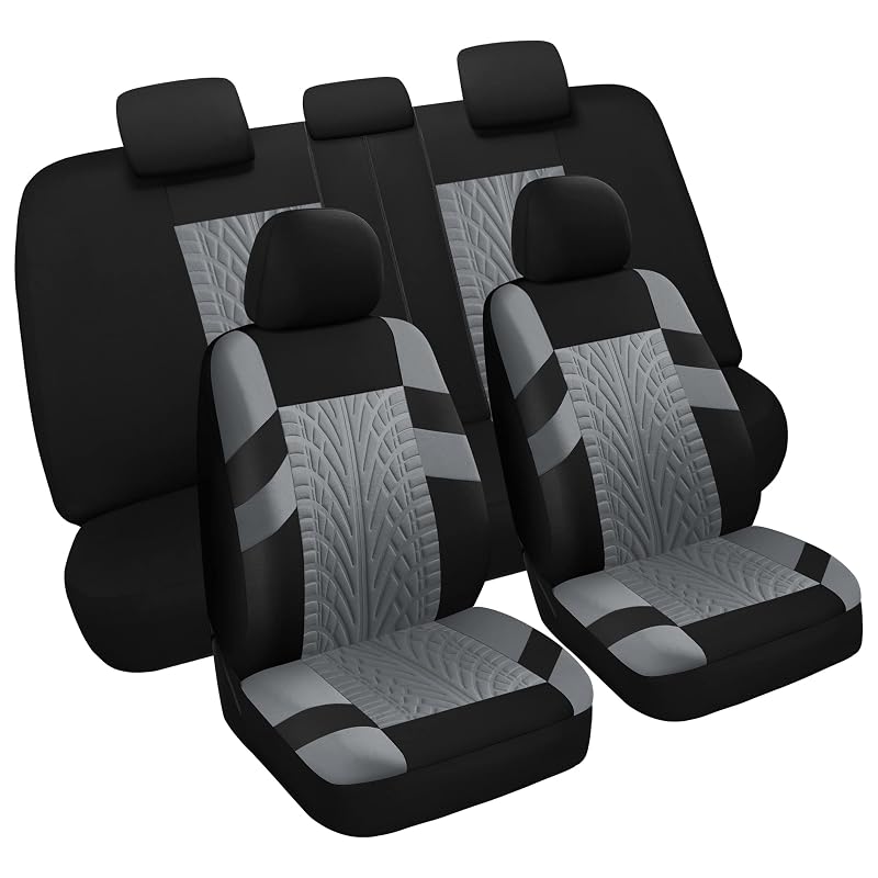 Capas para Bancos de Carro Pariitadin em Poliéster, Laváveis e Respiráveis, Preto/Cinza, Conjunto Completo