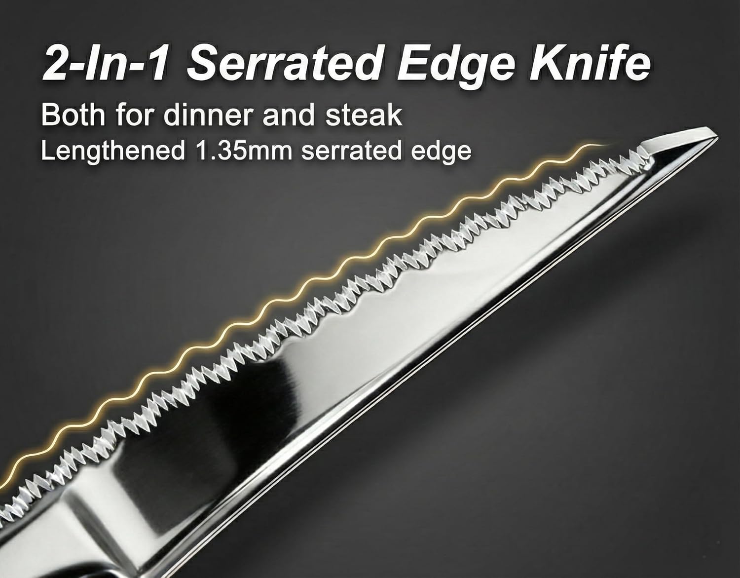 Chuleno 20-Piece Modern Hammered Silverware Set with Ultra Sharp 2-IN-1 Serrated Knives, 18/10 Stainless Steel Flatware Set Service for 4, Ergonomic Cutlery for Home & Gift