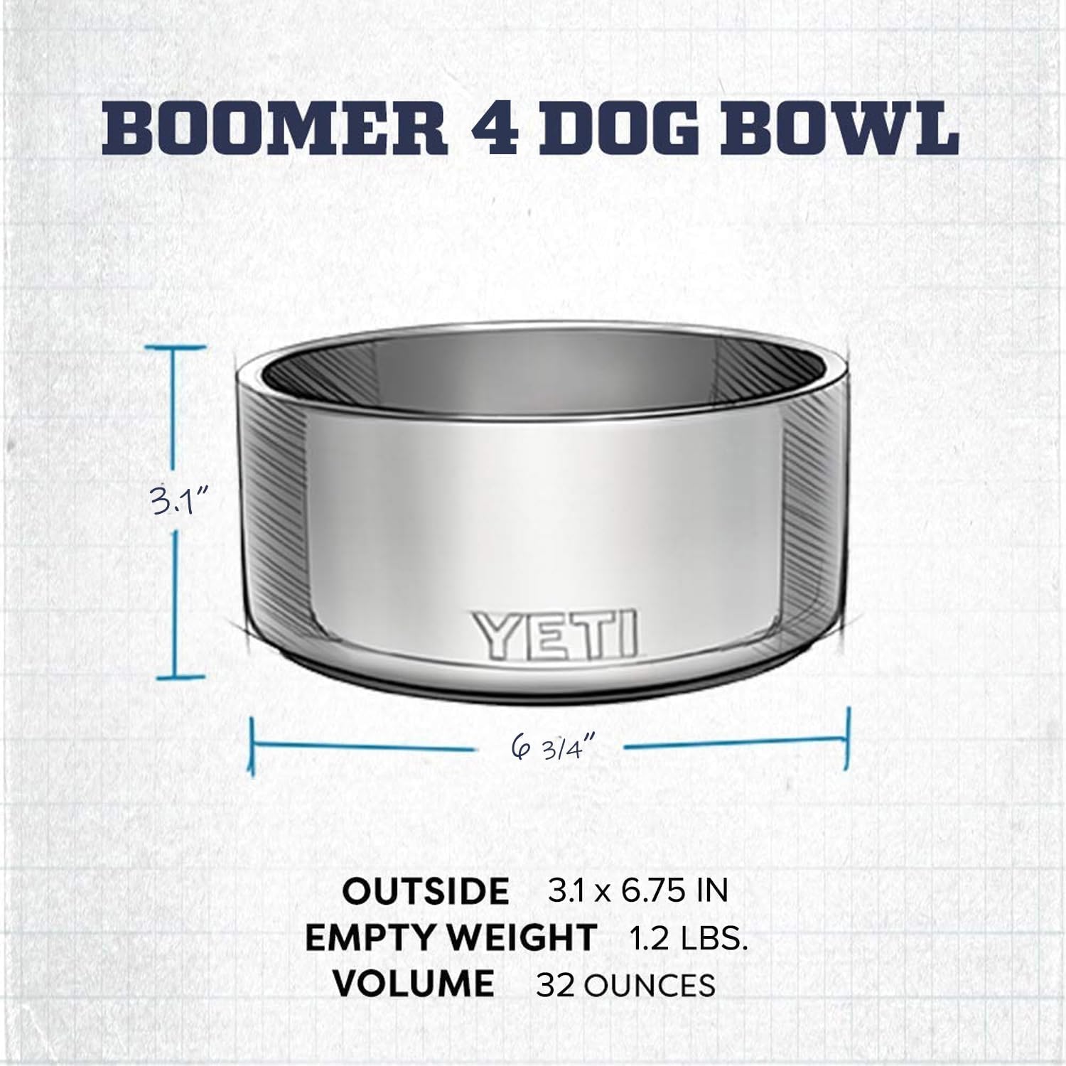 Pet Supplies : YETI Boomer 4, Stainless Steel, Non-Slip Dog Bowl