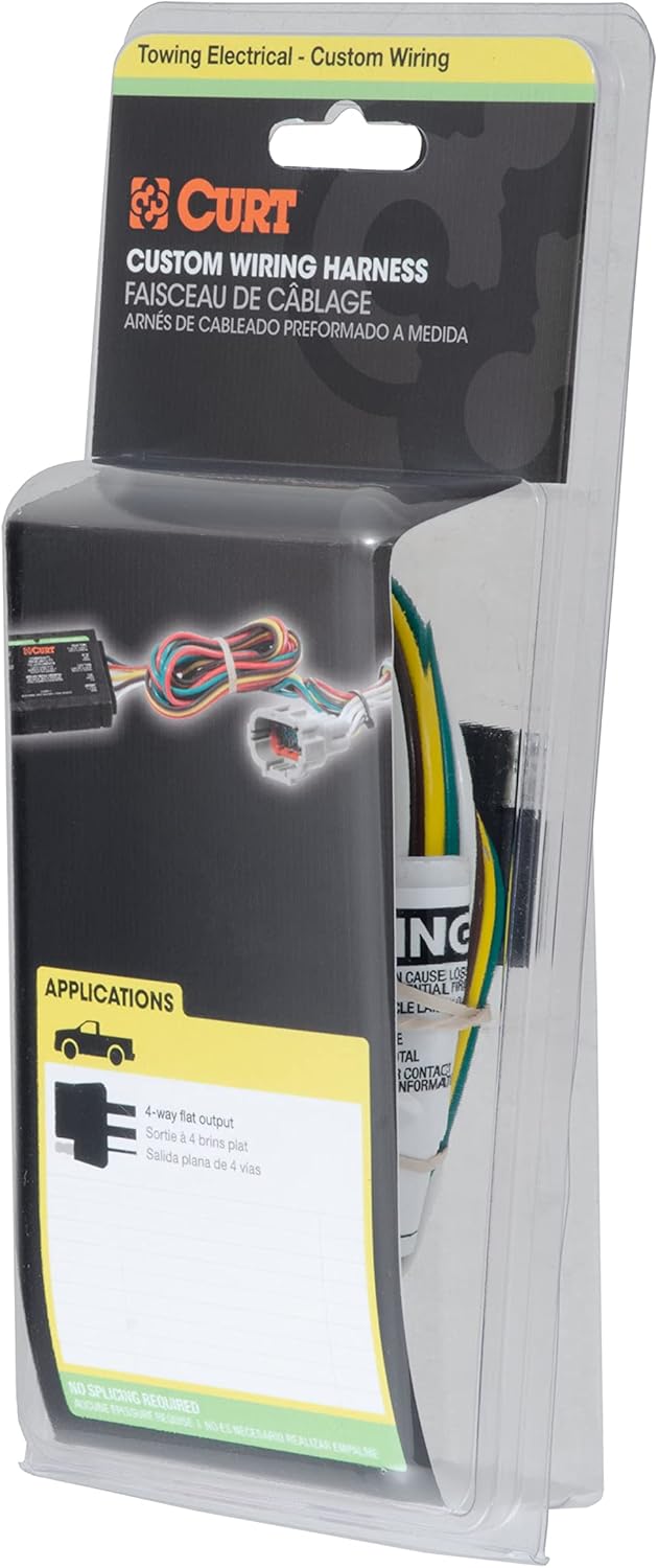 CURT 55124 Vehicle-Side Custom 4-Pin Trailer Wiring Harness for Select Jeep Wrangler