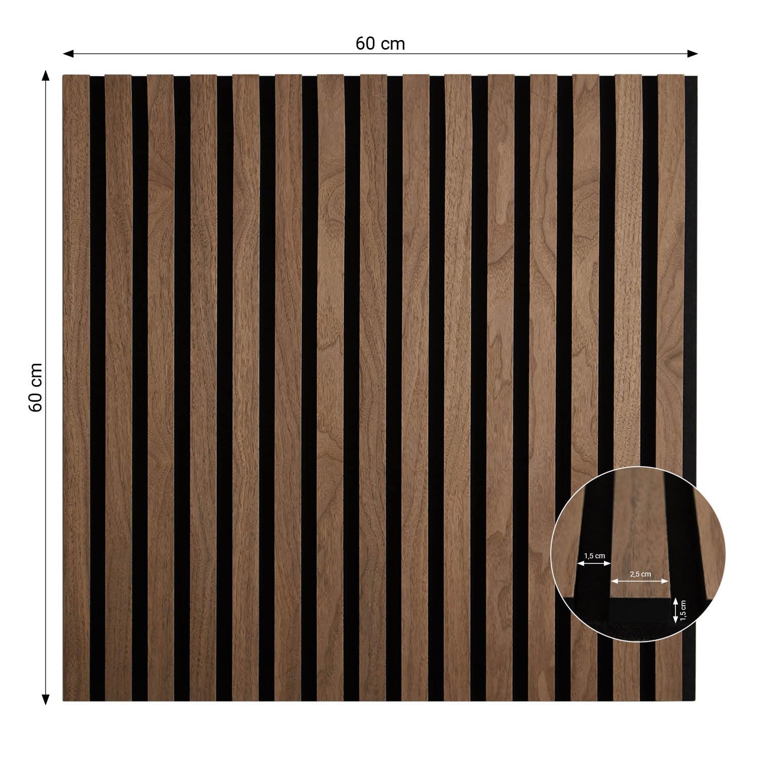 Homestyle4u 2658, panele akustyczne drewno 60 x 60 cm, 2 panele, ciemnobrązowe panele ścienne, panele ścienne, akustyczne, panele dekoracyjne