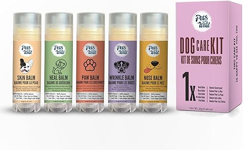 Pets Gone Wild Kit de cuidado de perros  5 bálsamos curativos de tamaño de prueba para patas, nariz y piel, paquete de inicio para uso por primera