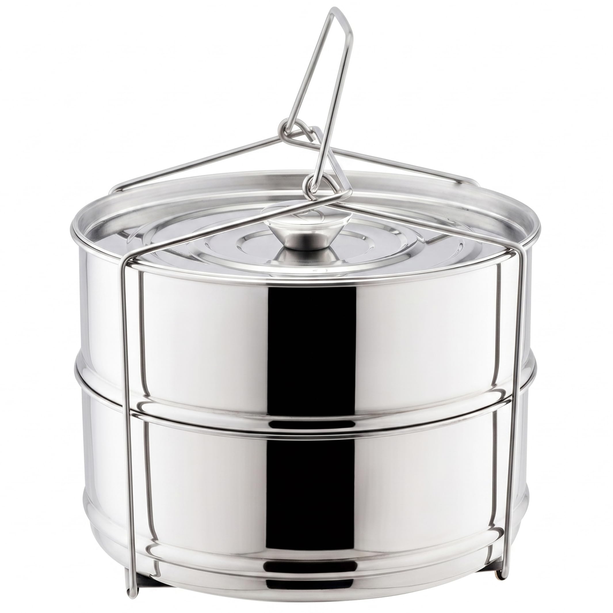 Cesta de vapor para olla interior de acero inoxidable de 2 niveles con tapa y asa ergonómica