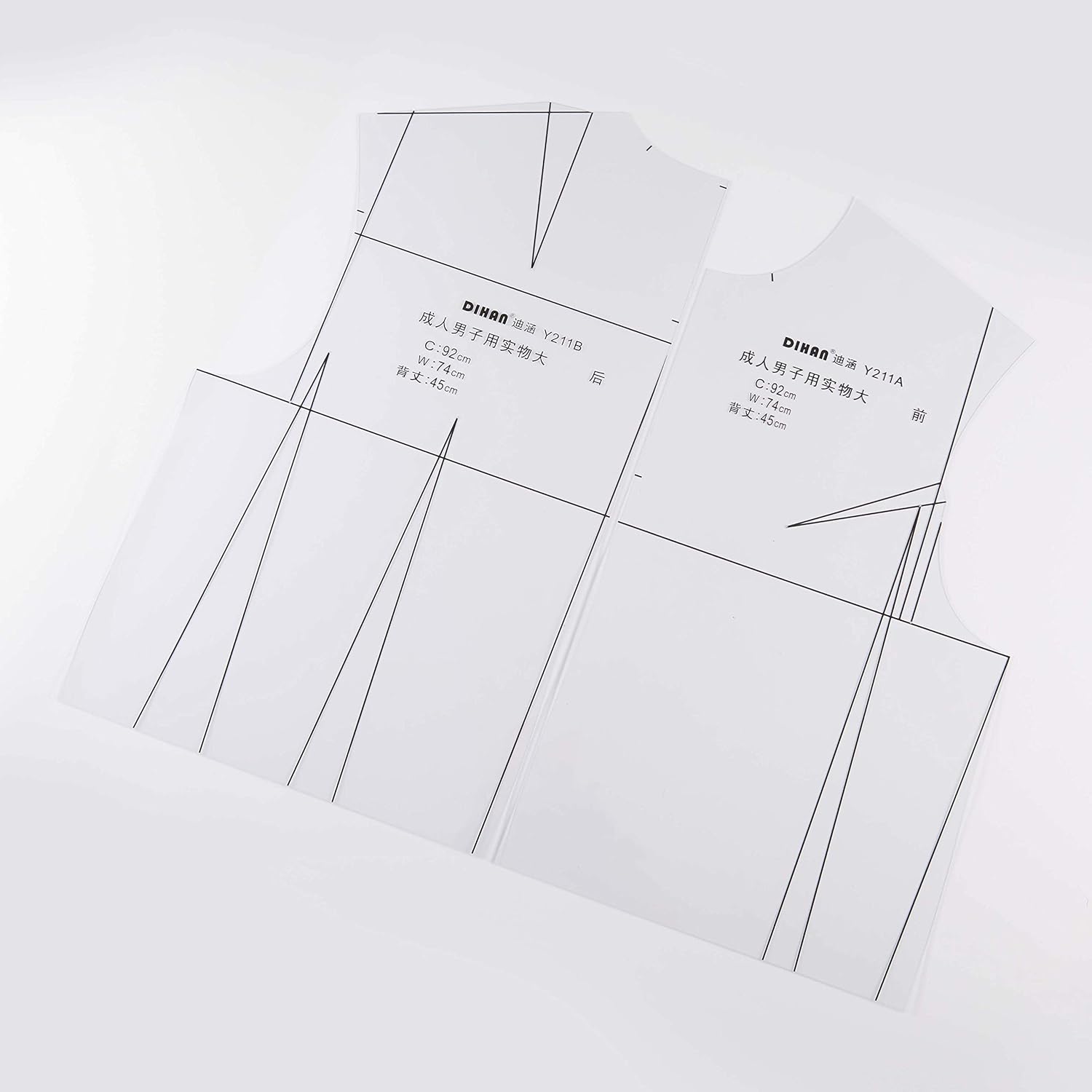 DIHAN #Y211 Men‘s Garment Pattern Making Ruler Basic Prototype Garment Sewing Ruler Quilting Ruler French Curve Tailor(Y211 Men)