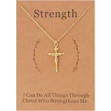 Lcherry Gold plated Jesus Faith Cross Necklace for Women Christian Baptism Confirmation Gifts for Women