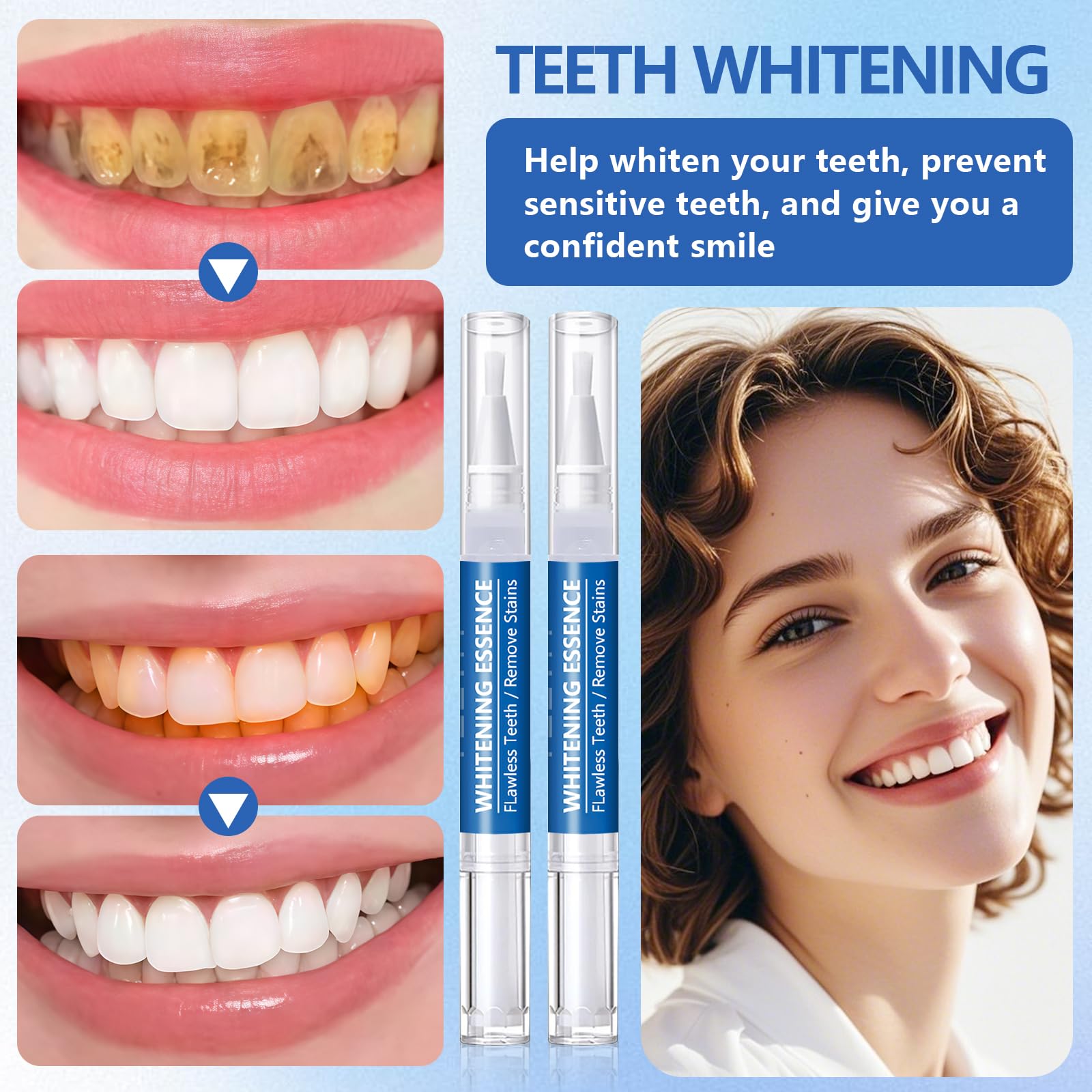 3 Pezzi Penna Sbiancante Denti,Penne Gel Sbiancante per Denti Bianchi,Penna Sbiancantes Dentis Professionale,Rimuove le Macchie Superficiali,Sbiancamento rapido,Facile da Usare