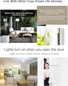 Tuya WiFi Door Sensor: Wireless Security Alarm, Compatible with Alexa, Google Home, Siri - Smart Door Sensor for Home Business Security (1 Pack)