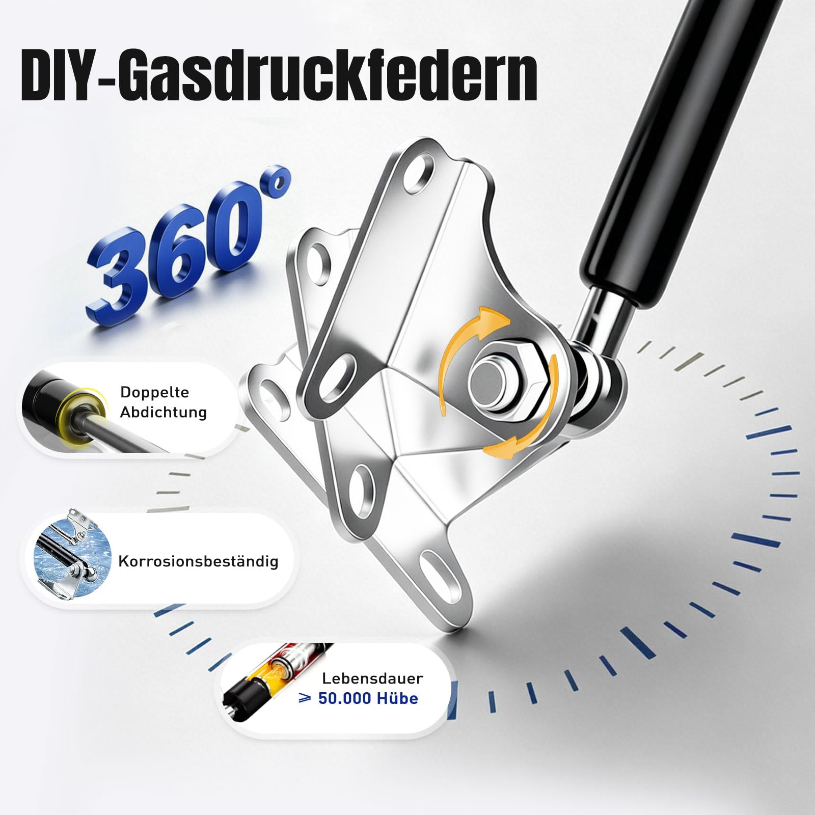 ARANA Gasdruckfeder 500mm 200N 20KG L-Typ Hydraulisch Halterung 2 Stück