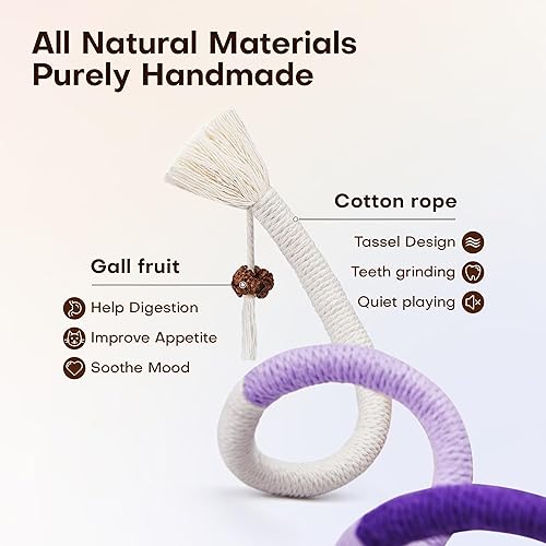 Miniatura 3 de Potaroma Juguetes para gatos, 3 piezas con hierba gatera natural recargable, juguete de limpieza de dientes seguro para gatitos de interior,