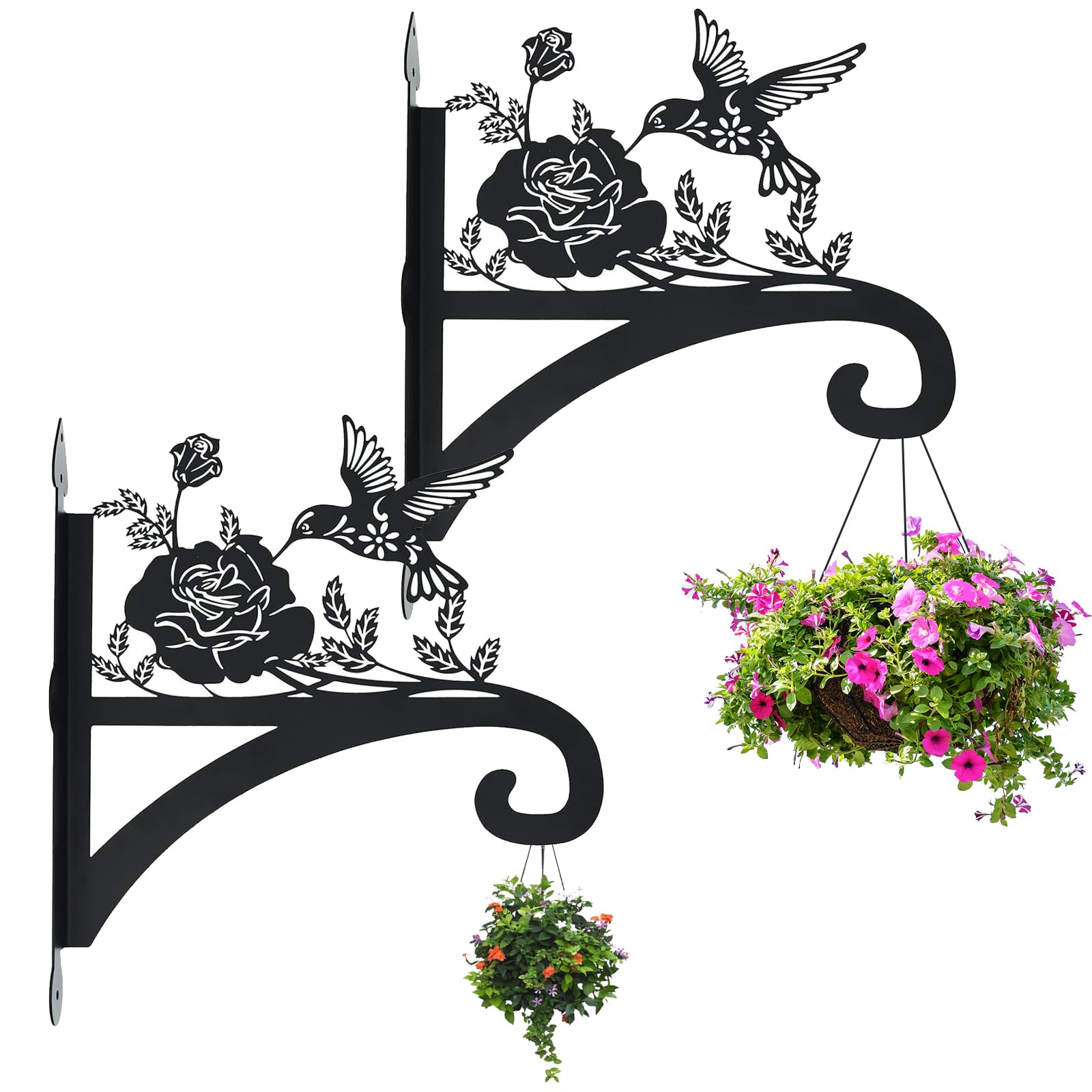 Taimimy 14 Inch 2 Pack Hanging Plant Bracket,Metal Plant Hangers,Aesthetic Wall Plant Hanger Indoor and Outdoor,Anti Rust Plant Hooks for Hanging