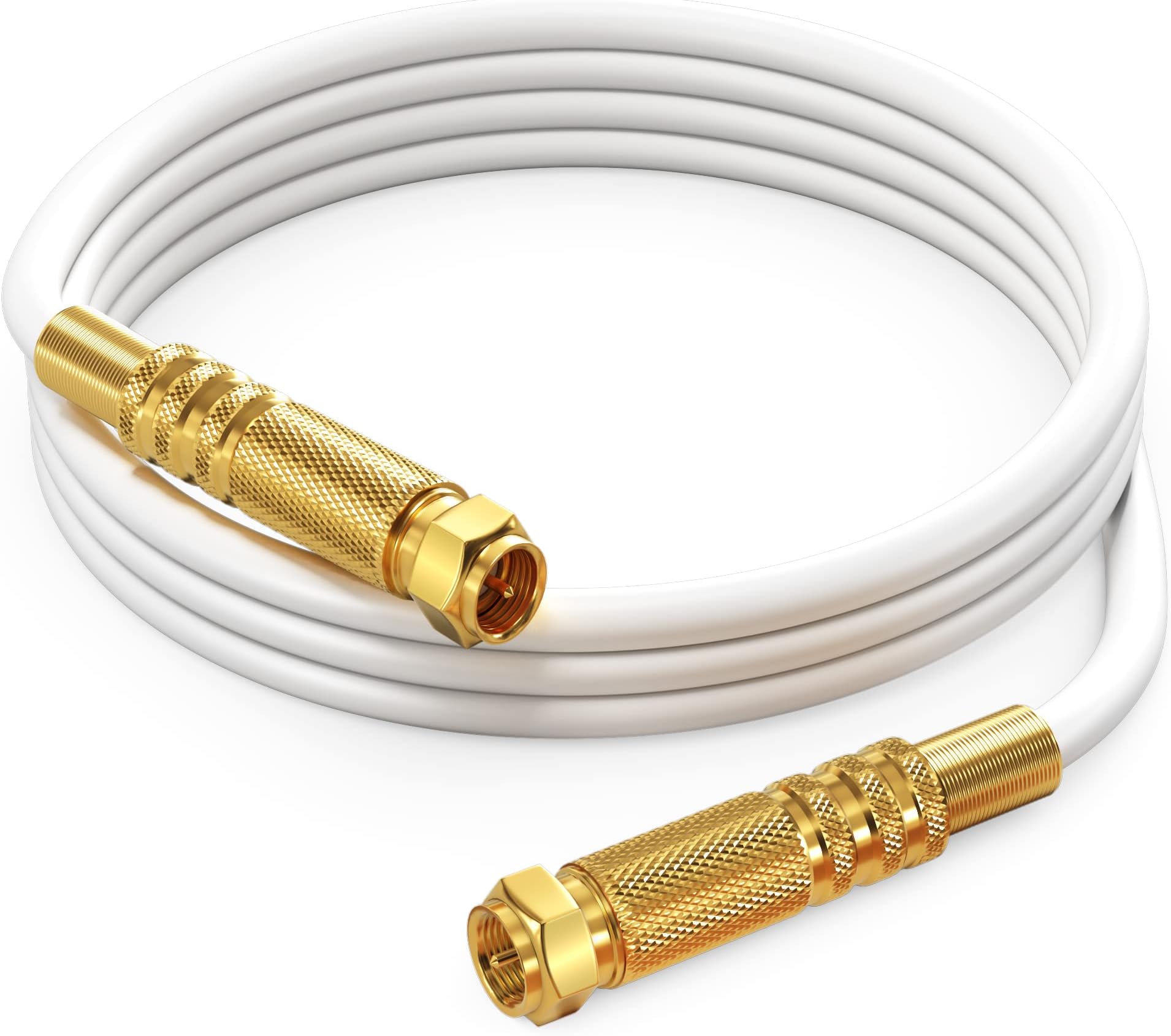 RG6 COAXIAL Cable - Quad Shielded, 4ft / White Non-Oxygen Copper Cable Wire for TV, Internet & More - Flexible Coax Cable Cord