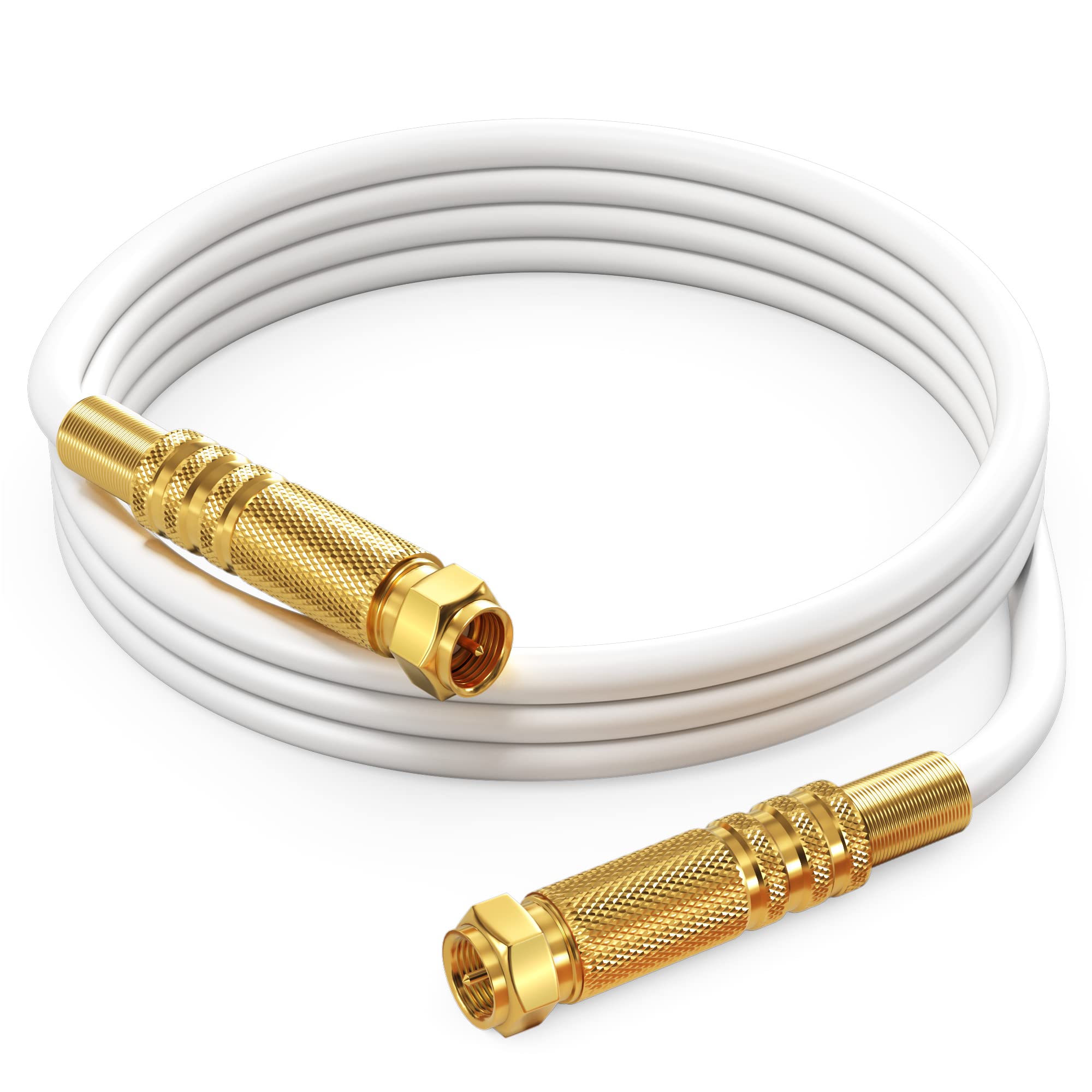 RG6 COAXIAL Cable - Quad Shielded, 4ft / White Non-Oxygen Copper Cable Wire for TV, Internet & More - Flexible Coax Cable Cord
