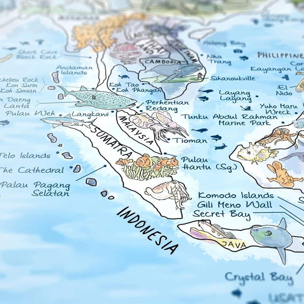 Awesome Maps Dive | | Discover the Worlds Top 300 spectacular Dive Spots - 97.5 x 56 cm