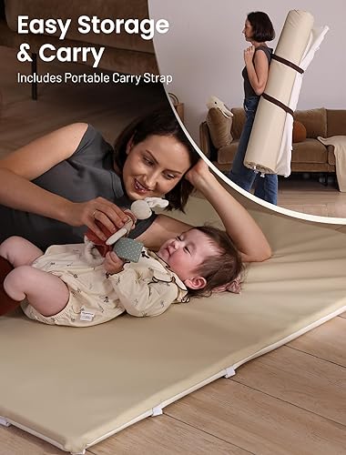 Miniatura 8 de Alfombra de juego para bebé para suelo alfombrilla de espuma plegable 2 en 1 y pozo de pelotas - Tapete acolchado de cuero vegano de 1.2 pulgadas de