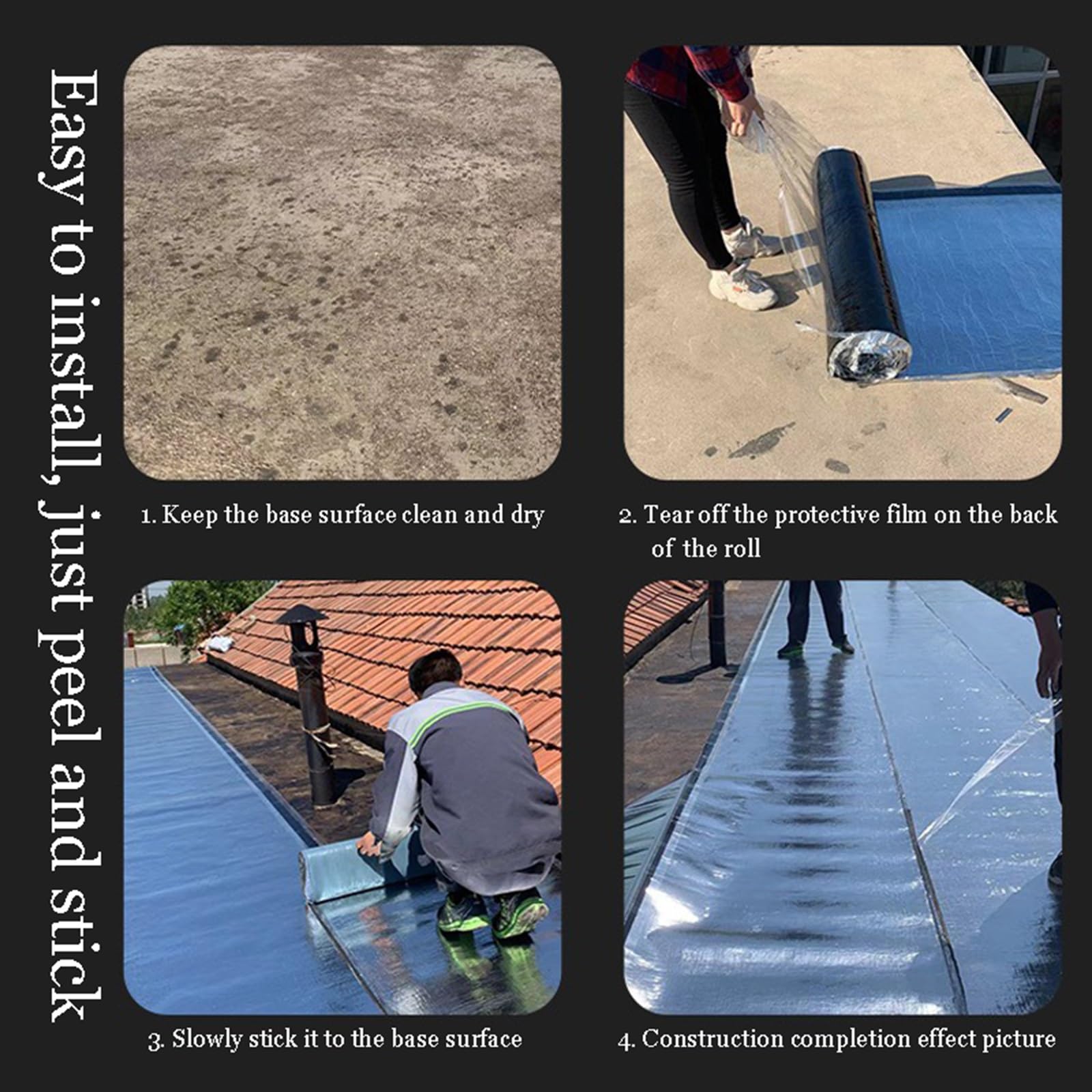 Rollo de contrapiso para techos con sellador autorreparable, protección impermeable para fugas y aplicaciones al aire libre