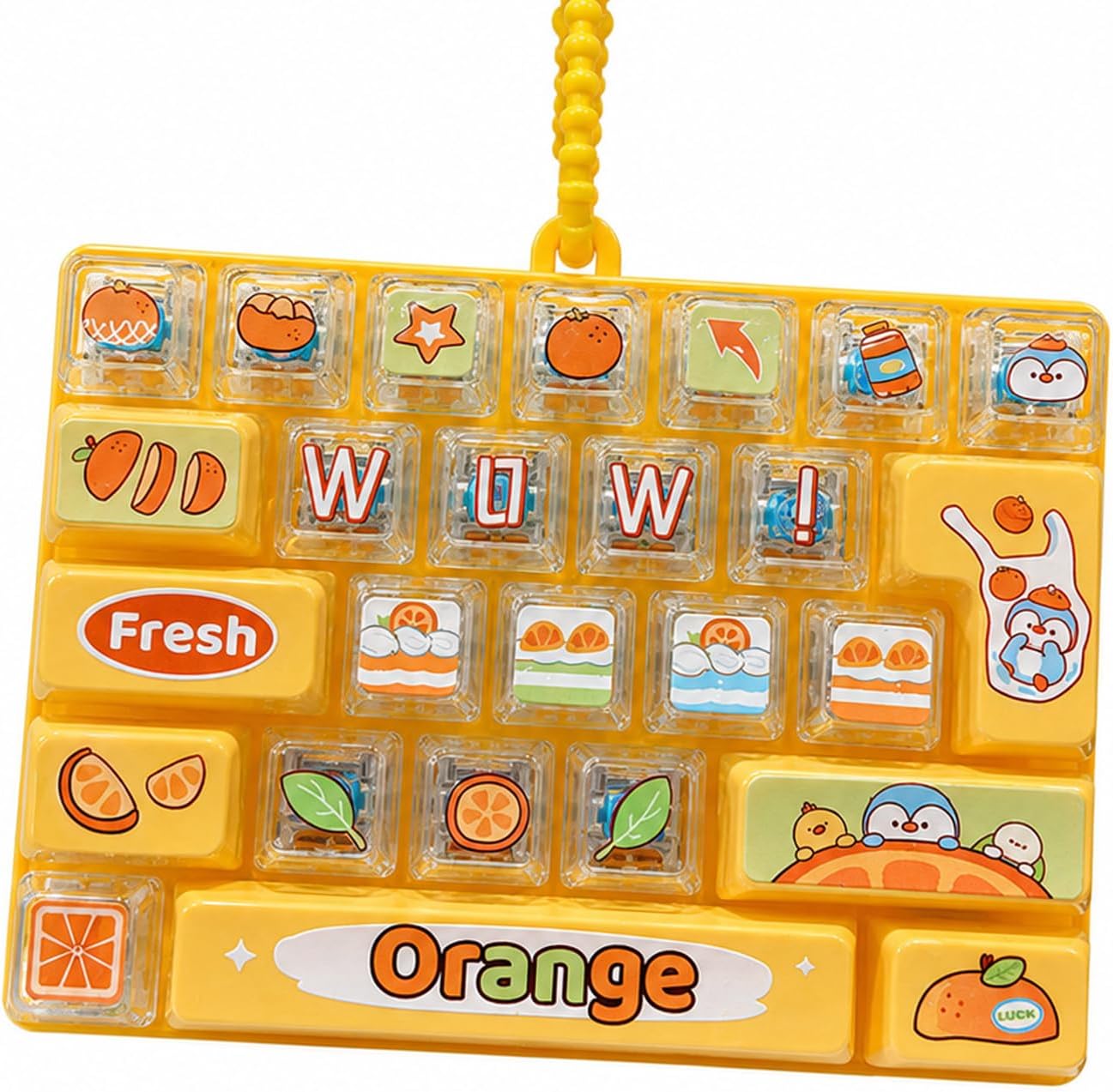 New Big Clicky Keyboard Fidget, 26-Key Cute Creamy Keyboard Button Clicker Fidget Keychain, Boost Focus & Calm Anxiety at Work, Travel (Yellow,D)