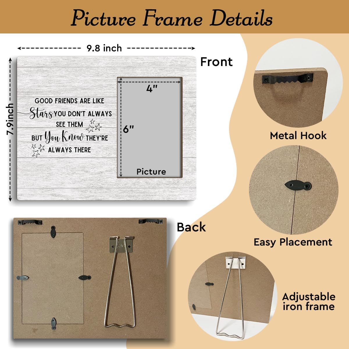 フレンズ 写真フレーム、Good Friends are Like Stars ギフト 友達 引っ越しギフト 卒業式 友人への贈り物