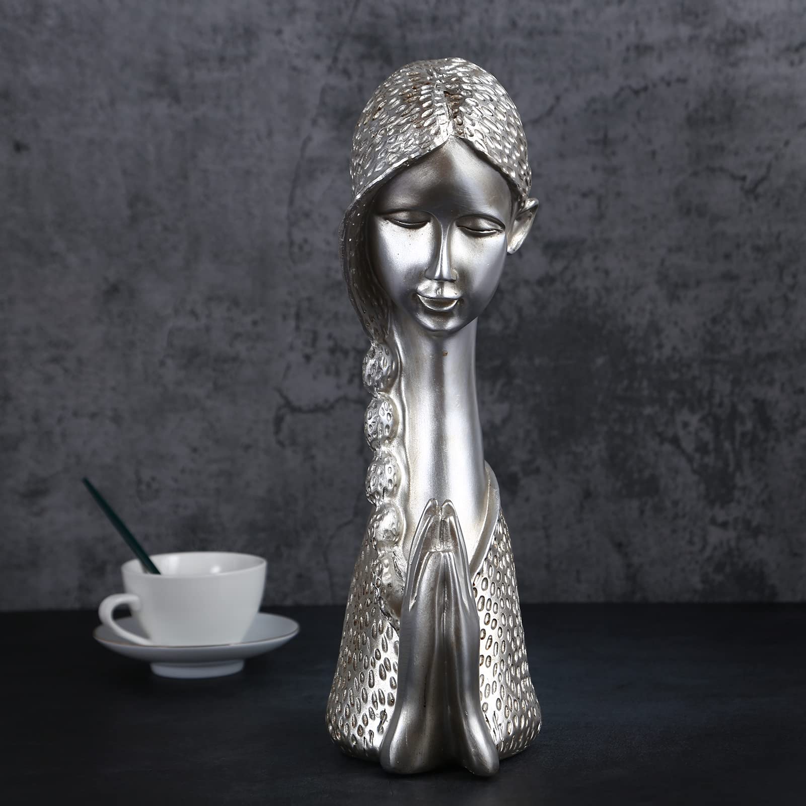 Estatua Moderna Figuritas Art Deco Damas, Mujeres en Oro/Plata Estatuas de Niña Artesanías de Resina de Gran Tamaño, Plata