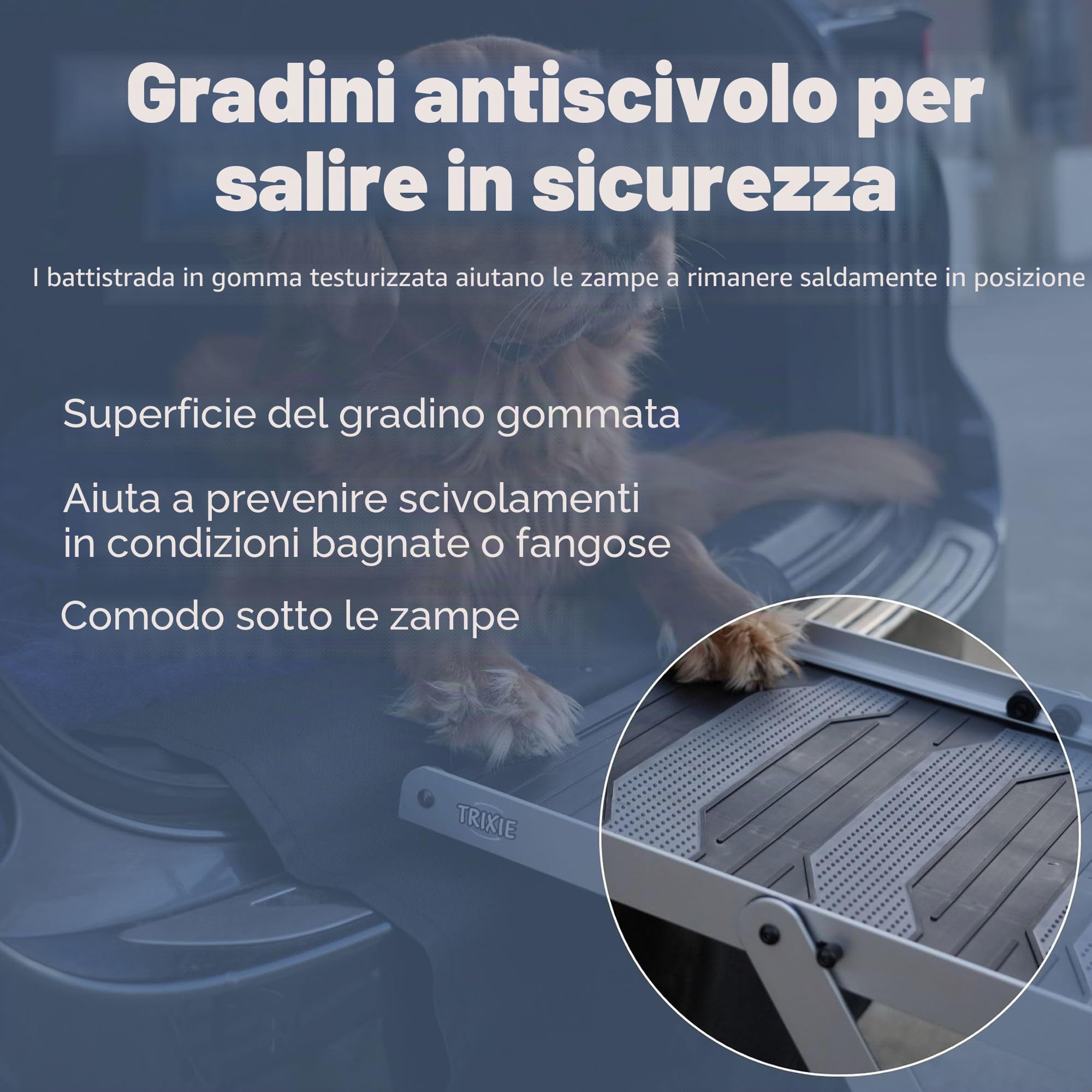 TRIXIE Scaletta pieghevole resistente a 4 gradini per animali domestici, in alluminio leggero, scala portatile, gradini per animali domestici