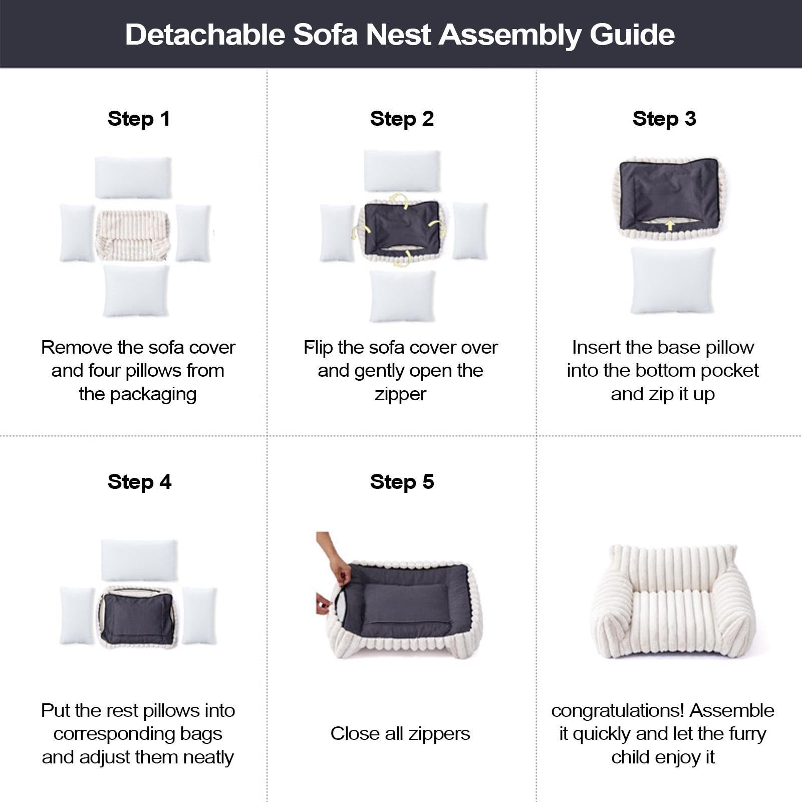 Sofá Cama De Felpa Para Mascotas: Sofá Acolchado Suave Para Gatos, Muebles De Descanso Para Animales Resistentes A Las Mordeduras, Para Dormir Cómodo Y Antideslizante | Para Dormitorio, Sala De E