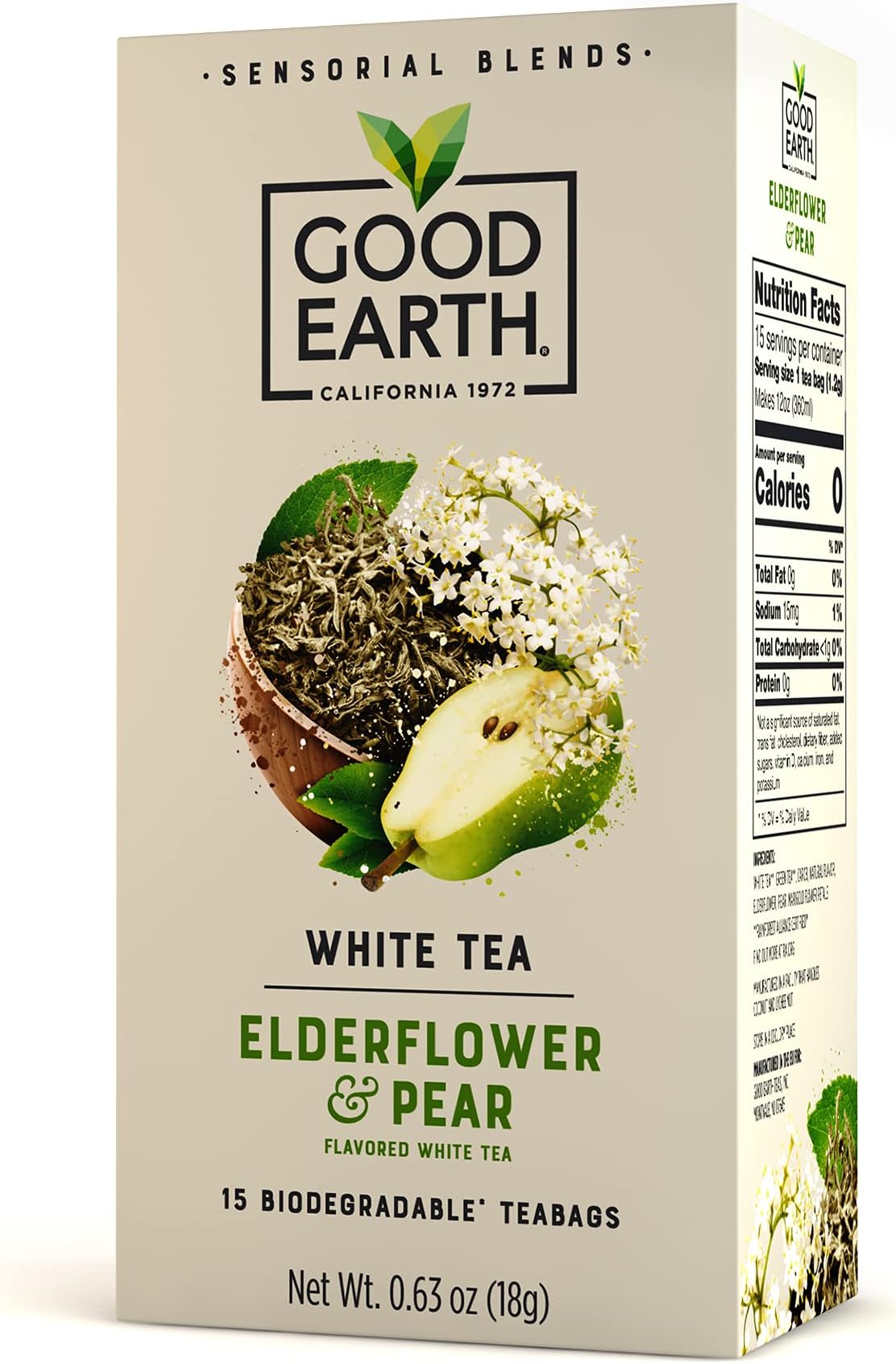 Good Earth Sensorials Elderflower & Pear White Tea 15 ct Box