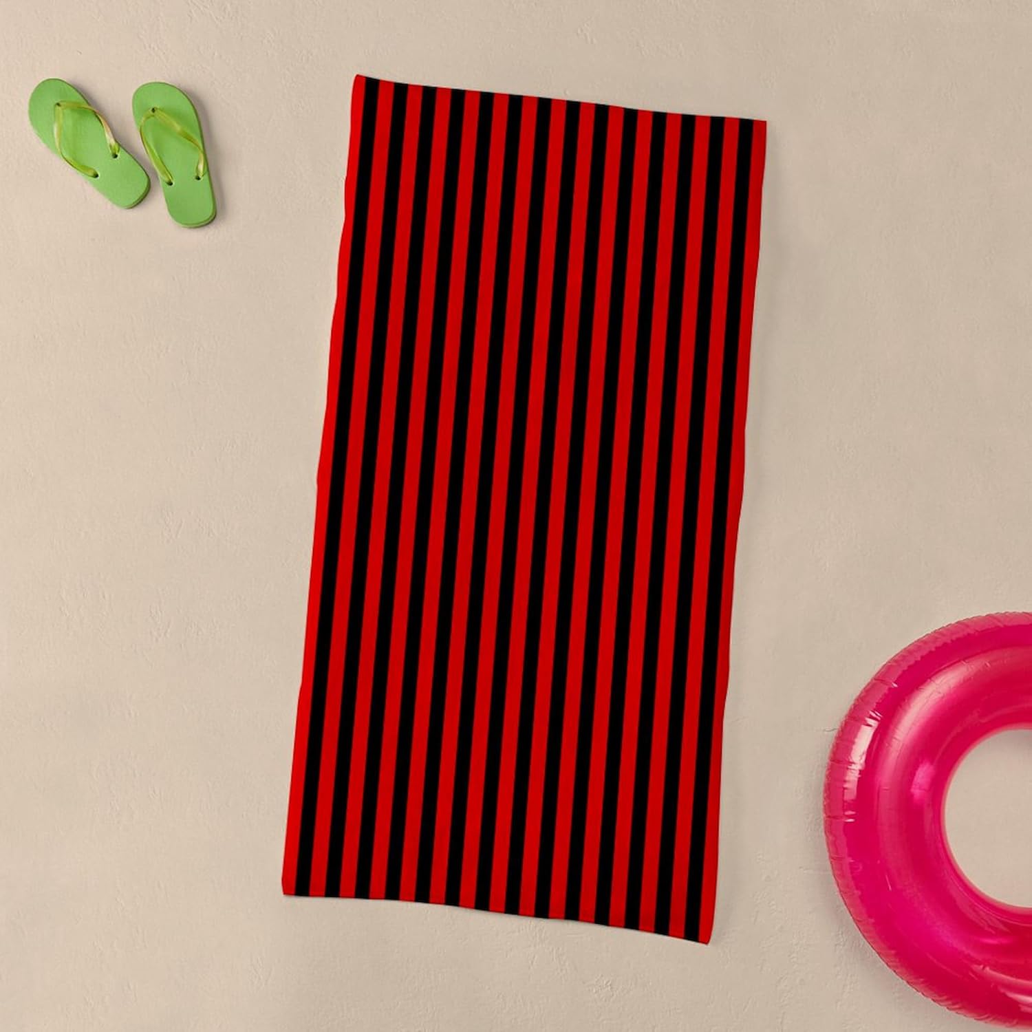 CafePress Red and Black Stripes 30"x60" Absorbent Cotton Back, Soft Beach, Pool Towel