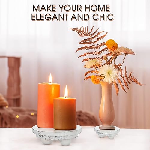 Miniatura 7 de Amyhill 3 elevadores de madera de 5/4/3 pulgadas para exhibición, soporte de pedestal de madera, mini soporte redondo de madera, soporte de pedestal