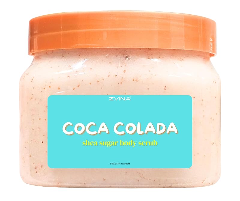 Esfoliante corporal de açúcar ZVINA com fragrância Coca Colada, coco e abacaxi, 609 g