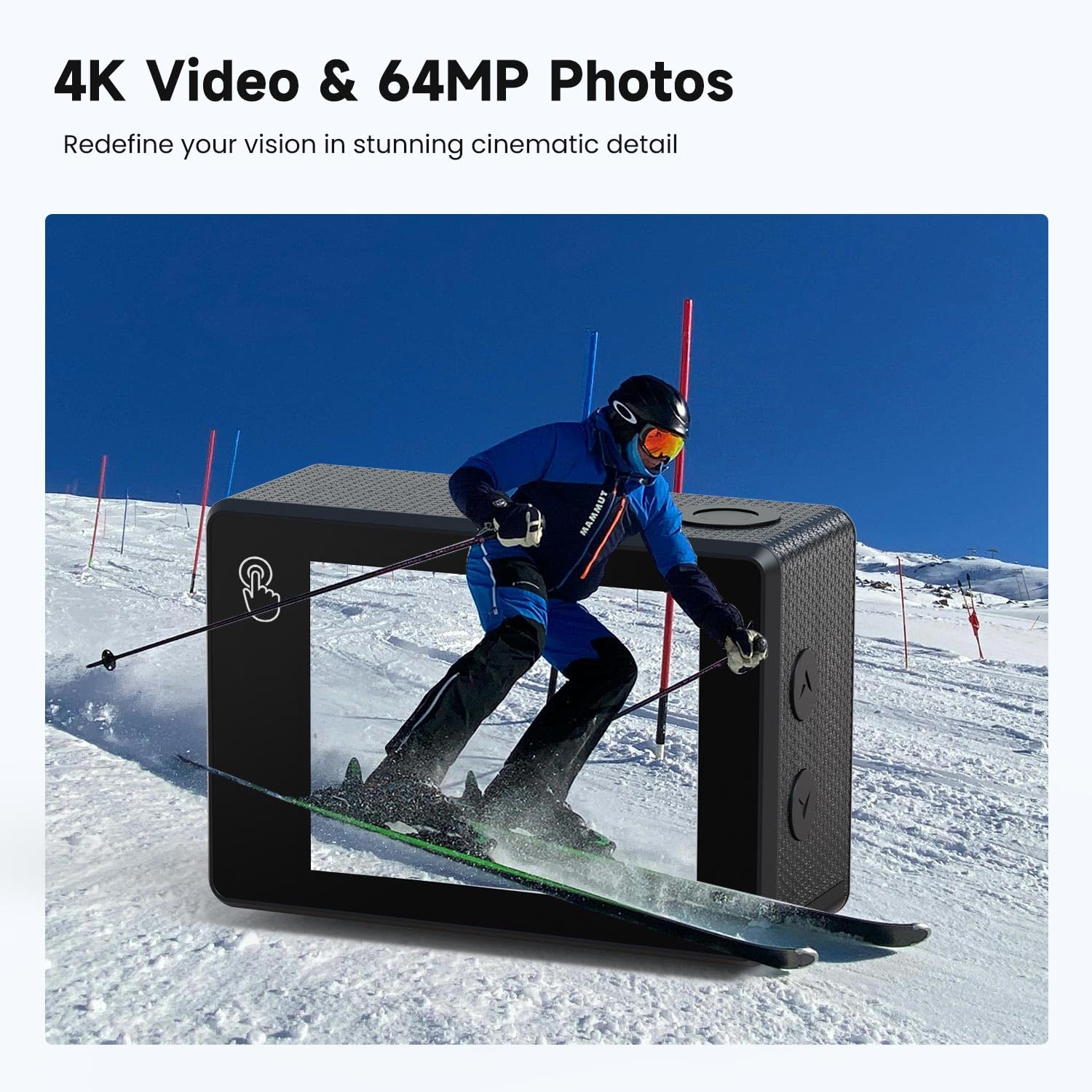 Amazon | Apexcam アクションカメラ 4Kタッチスクリーン、131フィート