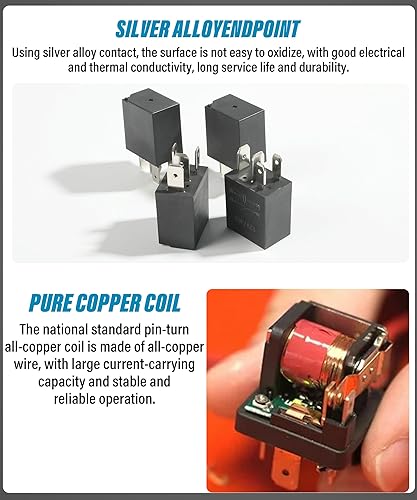 Miniatura 9 de AOCISKA 4 paquetes de relé de arranque de 30 A, relé de 5 pines de 12 V, relé automotriz multiusos negro para el automóvil, relé estándar