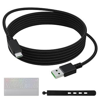 Zosvoses USB C Charging Cable Compatible with Razer Blackwidow V4 Pro, Deathstalker V2 Pro, Huntsman Mini Keyboard, Wolverine V2 Pro, Wolverine V2 Chroma, Wolverine V3 Pro Controller, 5.9ft