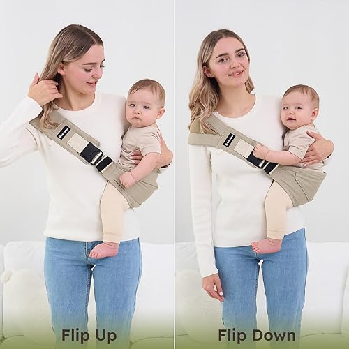 Miniatura 3 de Transportador de cabestrillo para niños pequeños, algodón de primera calidad, expandible y ergonómico, talla única, ideal para 6-48 meses (11-44