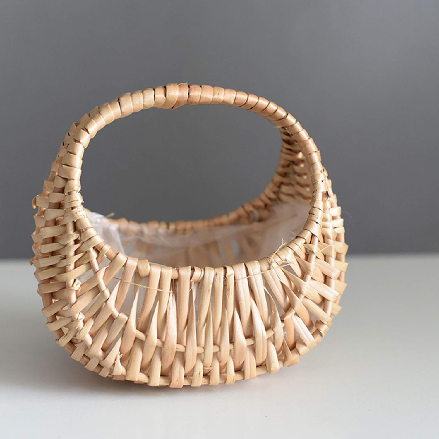 MSUIINT 2PCS Woven Wicker Flower Basket,Hand-Held Flower Arrangement Basket Hand-Woven Flower Pot,Wedding Flower Girl Baskets for Home Garden Decor - Image 5