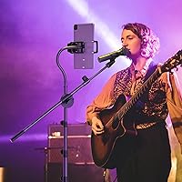 Vista 2 de Microphone Stand with IPAD Clip, Floor Foldable Mic Stand with Phone Clip,Heavy Duty Tripod Boom Arm with 2 Mic Clips and Carrying Bag for Singing