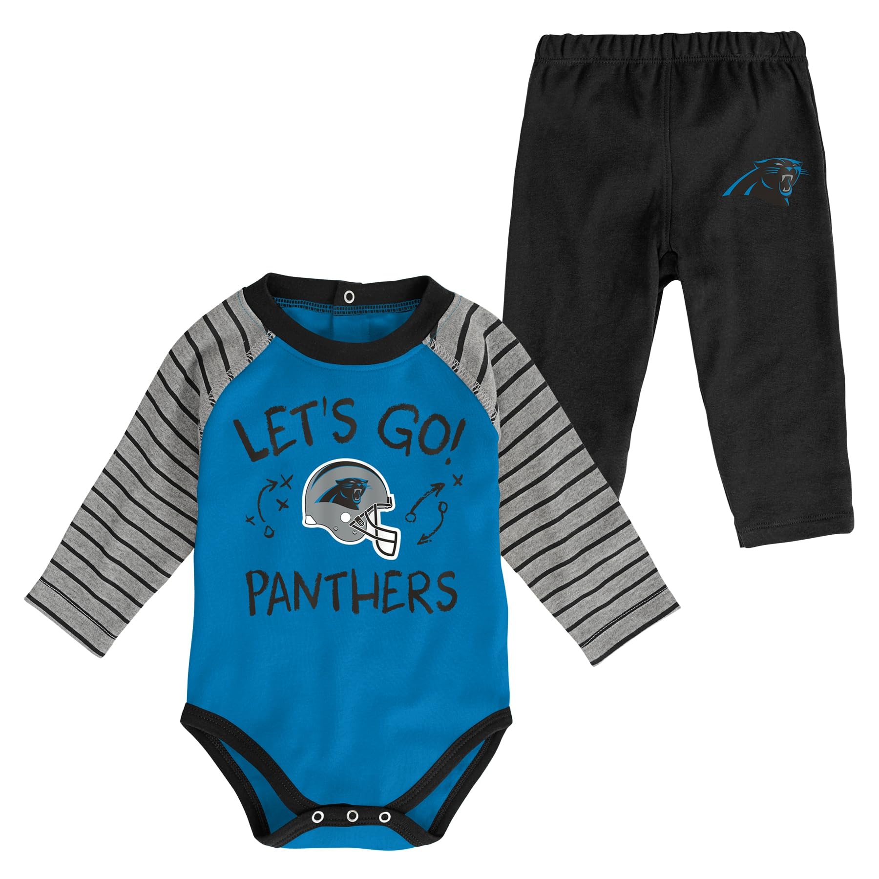 Outerstuff NFL Carolina Panthers Baby Infant Let's Go Bodysuit Creeper and Pants Set, 18m