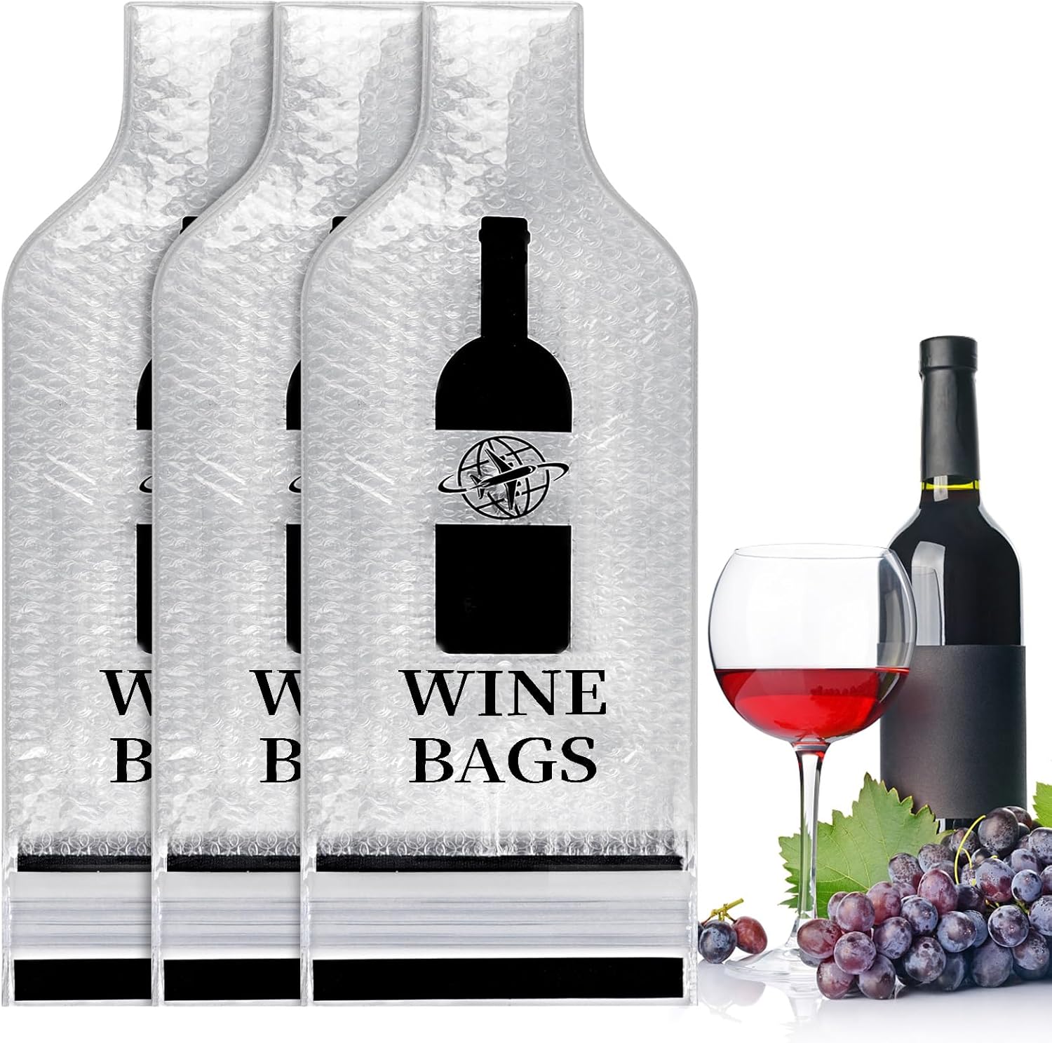 COIDEA Wine Bags for Travel, 3 Set Reusable Wine Bottle Travel Protector Bags