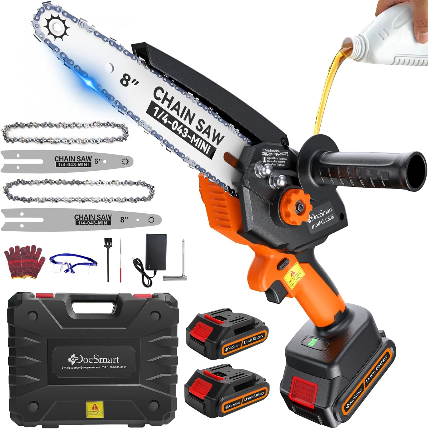 Mini Tree Saw Cordless Electric: 8 Inch & 6 Inch Brushless Chainsaw with 2 Pack Rechargeable Batteries, Battery Powered Hand Held Chain Saw for Wood Cutting, Valentine’s Day