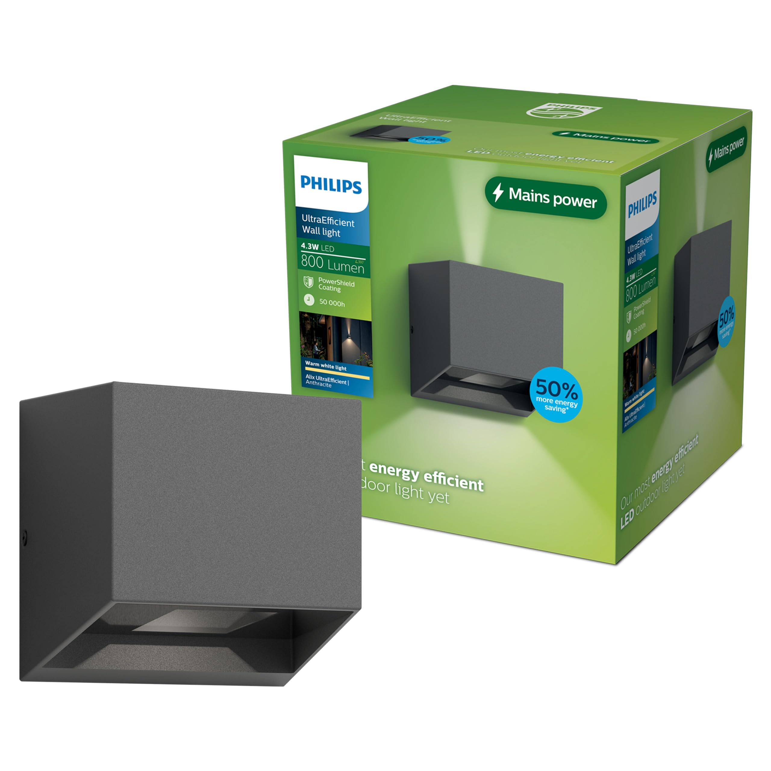 PHILIPS Alix UltraEfficient Outdoor Wall Light 2700K 800lm Anthracite​