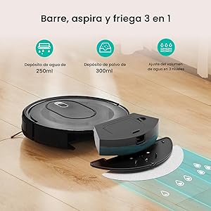 Imagen de Vexilar W7 Robot Aspirador y Fregasuelos, 2 en 1, Potente Succión 4000Pa, en Amazon