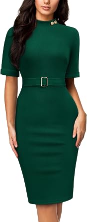 Miusol Womens Retro Half Collar Elegant Style Work Pencil Dress