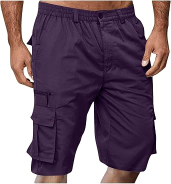 Mens Cargo Shorts Stretchy Outdoor Hiking Crop Pants Casual 2026 Summer Drawstring Tactical Pant with Multi Pockets