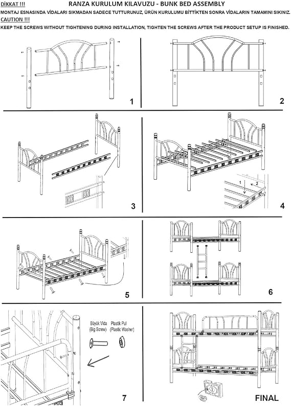 ARGIMO Bunk Bed Lily Young Child Bedroom Metal Puppy Bunk Bed (90 x 190)