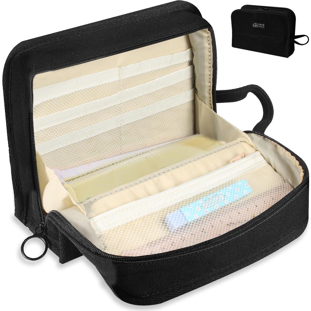 Estuche Para Exámenes Impermeable PVC Con Cremallera Cartuchera Estuche Para Lápices Bolsa De Cosméticos De Viaje Bolsa De Maquillaje, Black, Simple