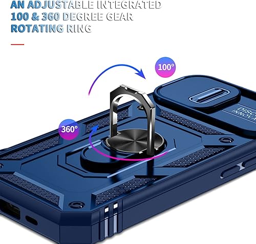 Miniatura 7 de Fetrim Funda para iPhone 14, Funda de teléfono con soporte de anillo de rotación para Apple iPhone 14 - Azul