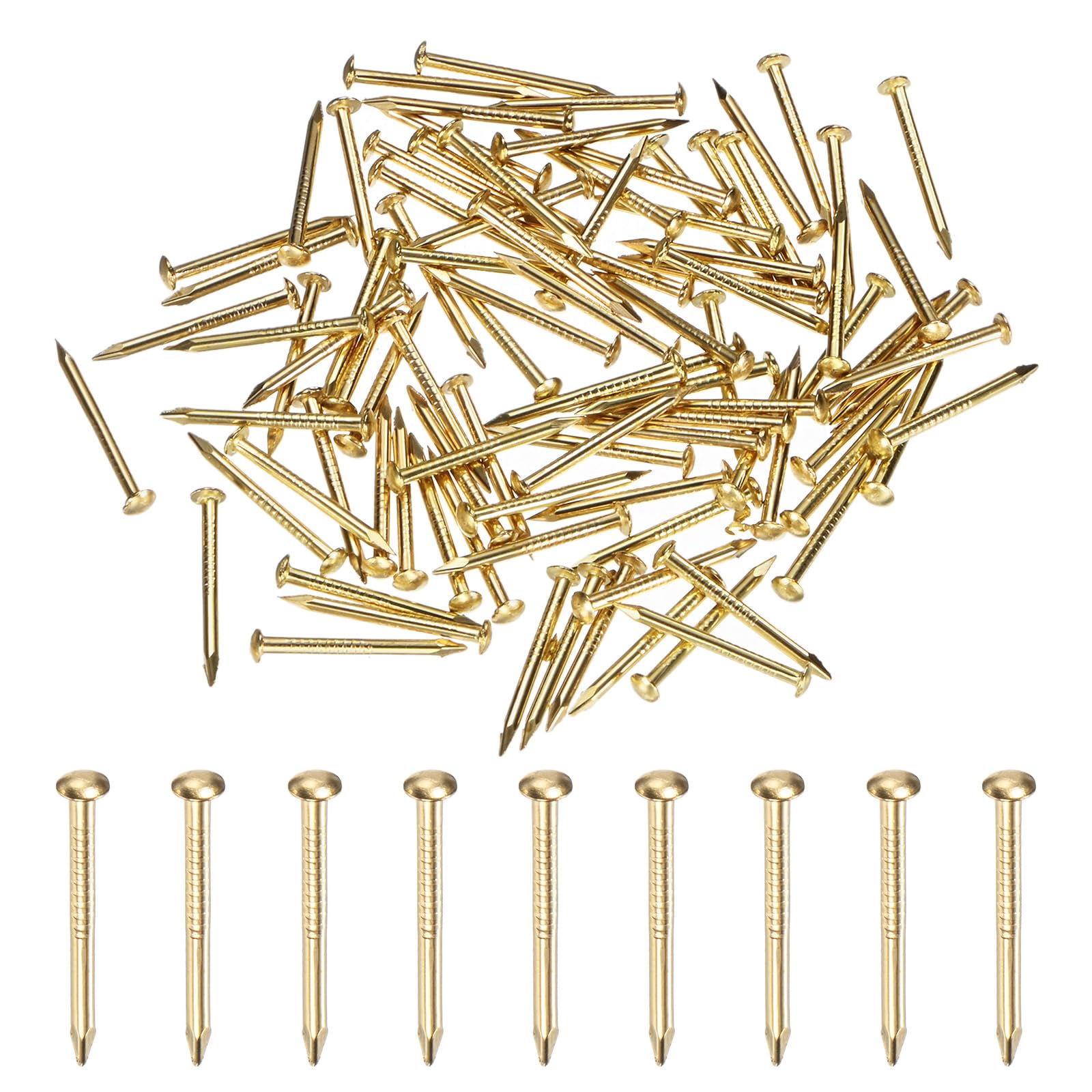 M METERXITY 100-Pack Small Tiny Nails, 1.2mm x 15mm Brass Precision MIni Nails Hardware Round Head for Wooden/DIY Crafts Decorative/Household Accessories/Picture Hanging โ image 1
