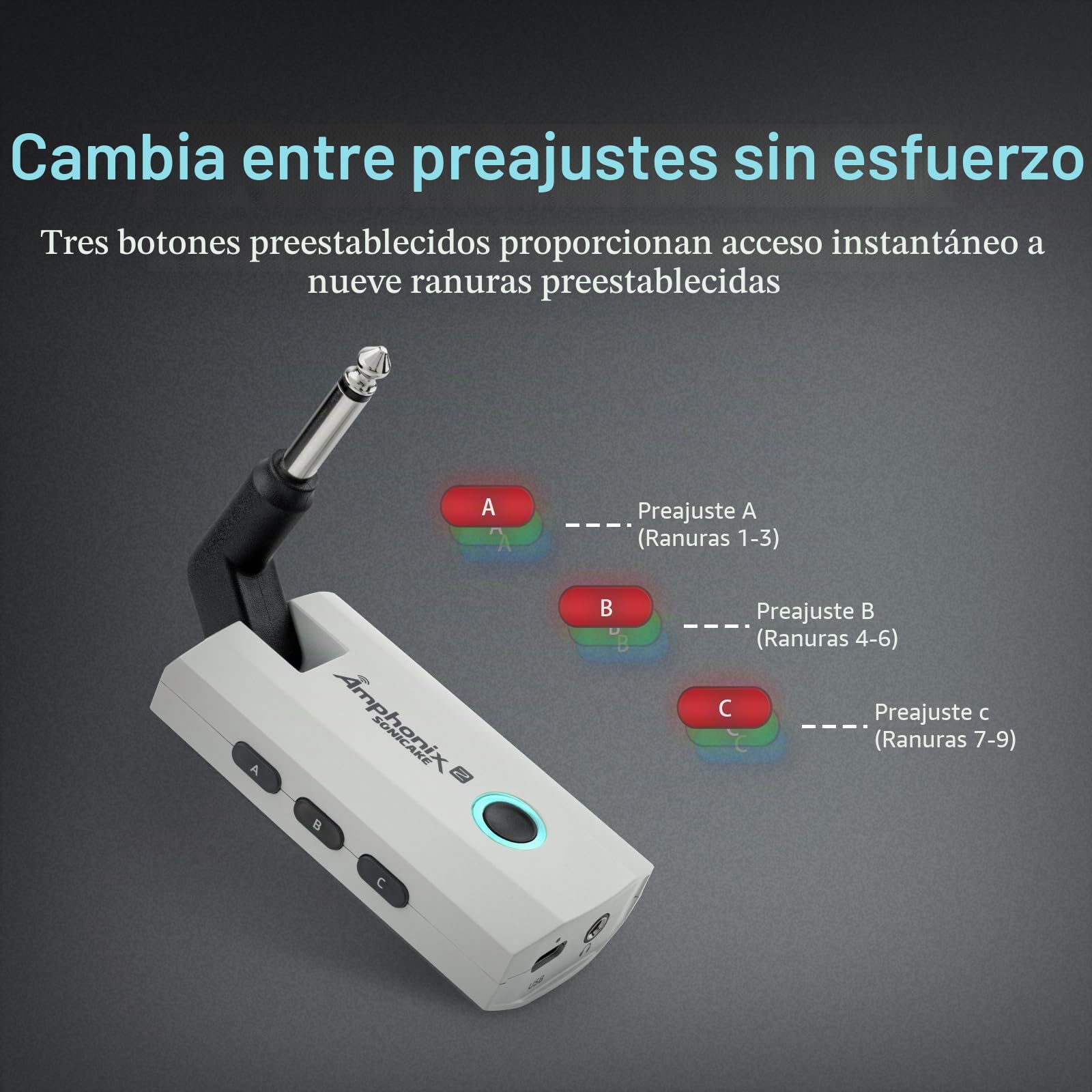 SONICAKE Amplificador para Guitarra con Auriculares 50 Presets de Fábrica, 9 Módulos de Efectos, BT, Control por App, Grabación de Audio USB Amphonix 2 QAP-50