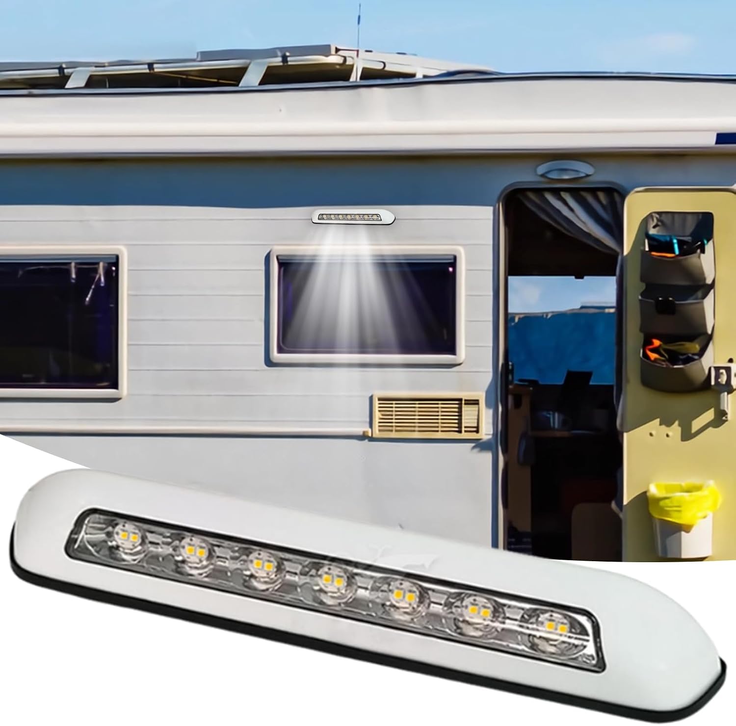 Rv Awning Lights, Waterproof Led Spotlights, Patio Step Utility Lighting, Sturdy Weather Resistant Design, Easy Installation Function, Premium Exterior Rv Accessory, Camping Travel Use