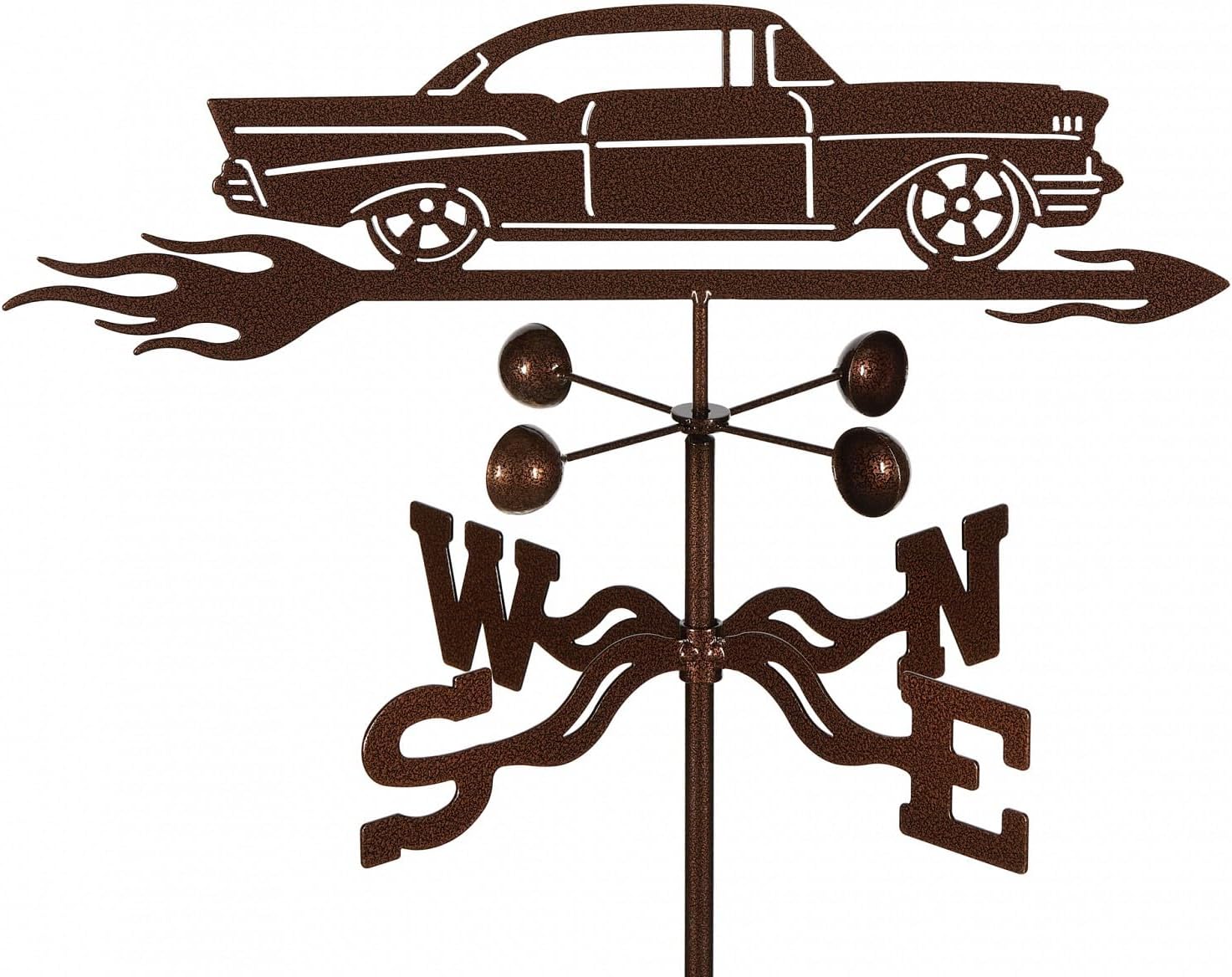 EZ Vane Classic 1950's Car Weathervane — Roof Mount, Wind Cups, Antique Copper Finish, Steel with Durable Triple Powder Coating, Handcrafted in USA
