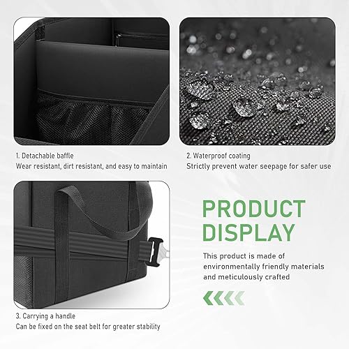 Miniatura 5 de Organizador de asiento de automóvil, organizador de asiento trasero, plegable para asiento de automóvil pequeño con asas y bolsillos de malla, para